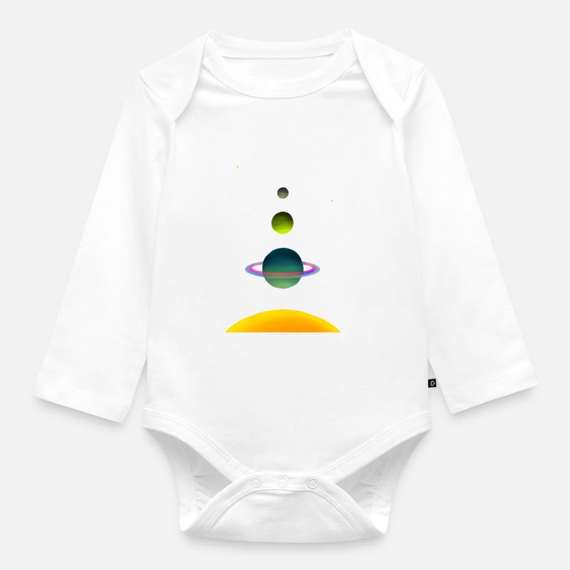 Planètes alignées - Body Bébé bio manches longues - blanc