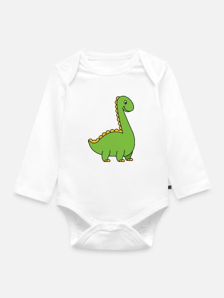 Dino langhals vert dinosaures enfants T-shirt - Body Bébé bio manches longues - blanc