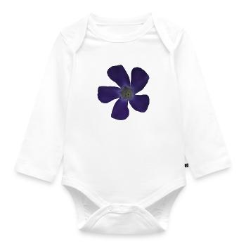 Immergrün lila Blume lila Blüte - Baby Bio-Langarm-Body - Weiß - Vorne