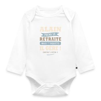 Alain humour retraite cadeau retraité - Body Bébé bio manches longues - blanc - Devant