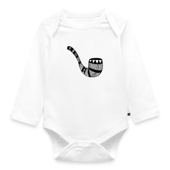 Pfeife, Vintage, Hamburg, See, Seefahrt - Baby Bio-Langarm-Body - Weiß - Vorne
