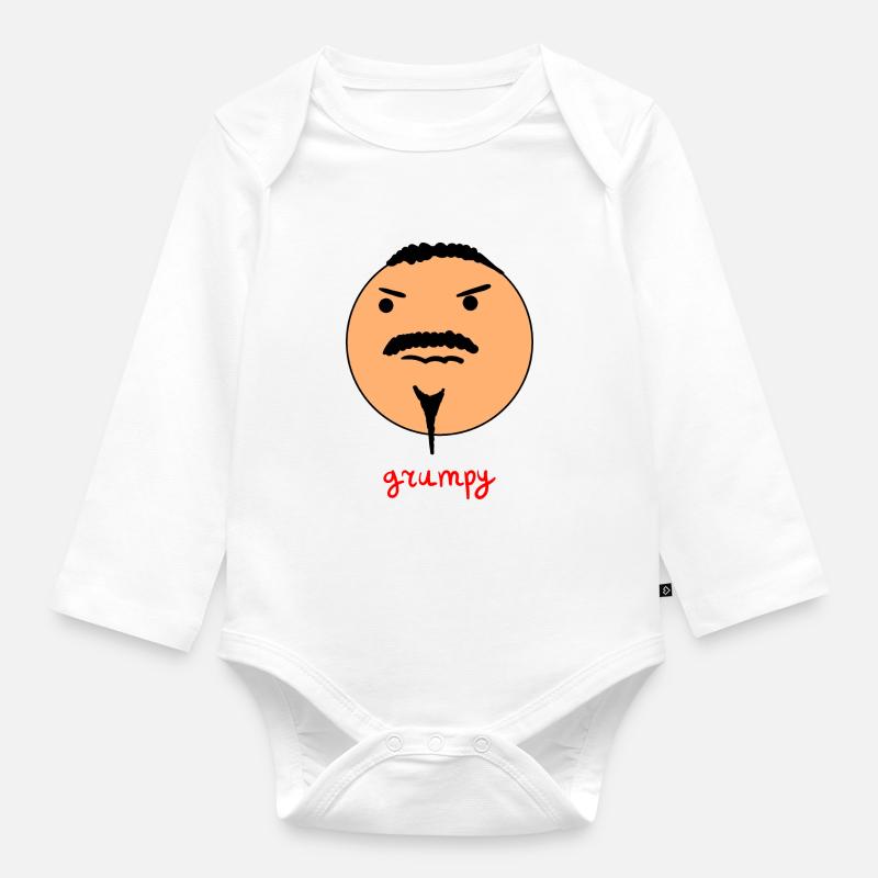 Smiley / grumpy - Baby Bio-Langarm-Body - Weiß