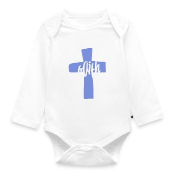 Blue Cross "Faith" Design - Organic Longsleeve Baby Bodysuit - white - Front