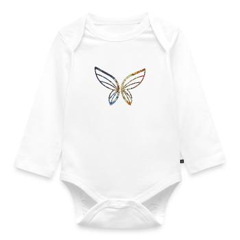 Der Schmetterling in Farben - Baby Bio-Langarm-Body - Weiß - Vorne