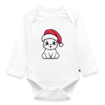 Lapin Noël Mignon - Body Bébé bio manches longues - blanc - Devant