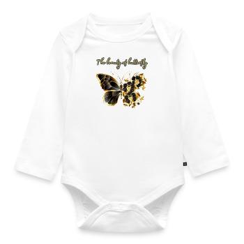 Papillon Fleur Art Papillon Graphique - Body Bébé bio manches longues - blanc - Devant
