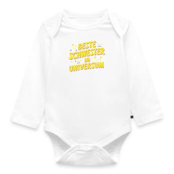 Beste Schwester Universum: Geburtstag Hochzeit - Baby Bio-Langarm-Body - Weiß - Vorne