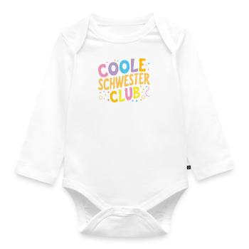 Coole Schwester Club: Beste Schwester Geburtstag - Baby Bio-Langarm-Body - Weiß - Vorne