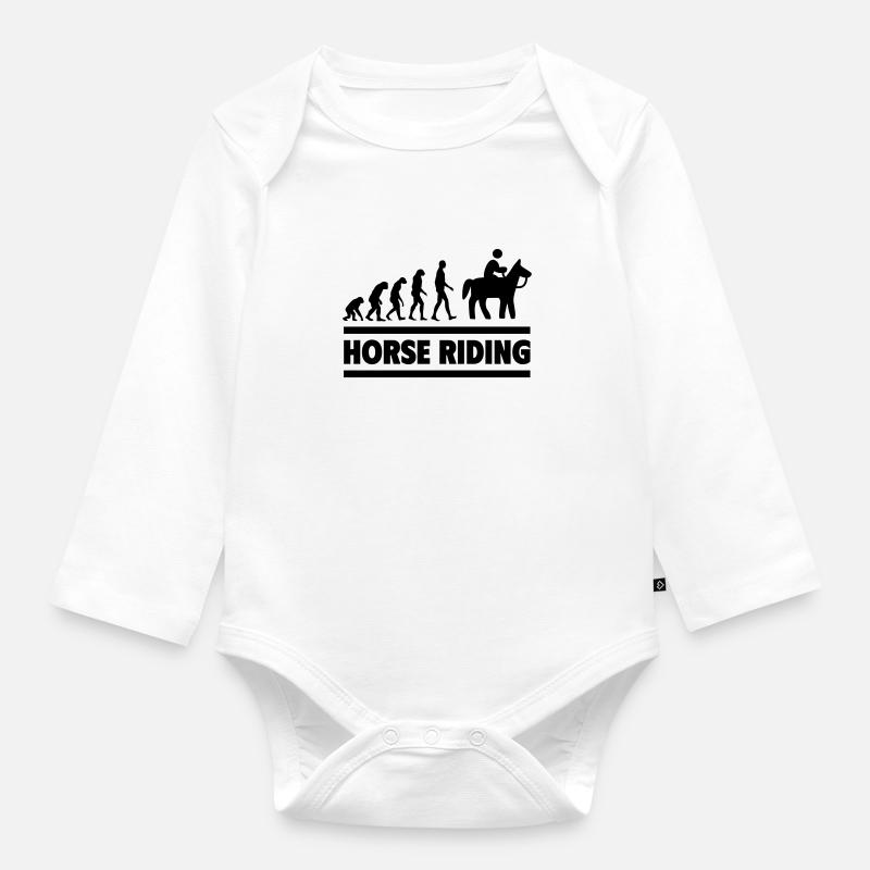 Evolution du sport équestre de l’homme au cavalier - Body Bébé bio manches longues - blanc