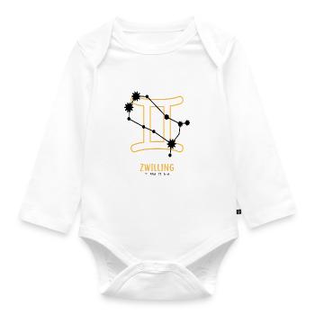 Sternzeichen Illustration Zwilling - Baby Bio-Langarm-Body - Weiß - Vorne