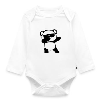 Panda Dabbing Sonnenbrille Kind Tier Süß Geschenk - Baby Bio-Langarm-Body - Weiß - Vorne