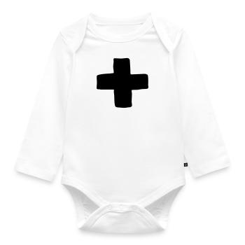 Plus cross - Organic Longsleeve Baby Bodysuit - white - Front