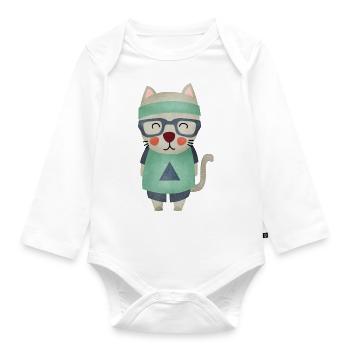 Monsieur Cat - Body Bébé bio manches longues - blanc - Devant