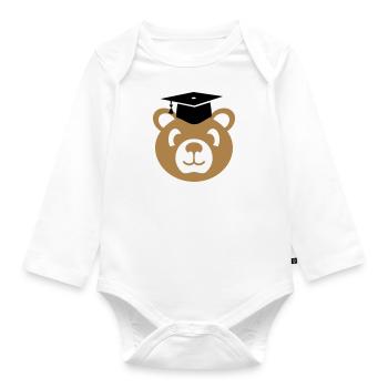 Docteur ours avec cadeau de mortier Thèse de doctorat - Body Bébé bio manches longues - blanc - Devant