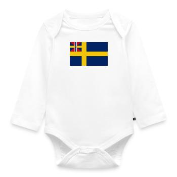 Sillsalaten Swedish Union flag w. Norway 1844-1905 - Organic Longsleeve Baby Bodysuit - white - Front