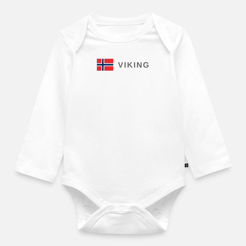 Wikinger - Baby Bio-Langarm-Body - Weiß