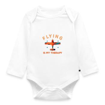 Voler est ma thérapie - Color Gift Pilot - Body Bébé bio manches longues - blanc - Devant