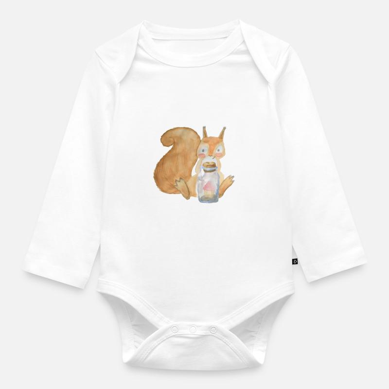Dein glückliches Eichhörnchen - Baby Bio-Langarm-Body - Weiß