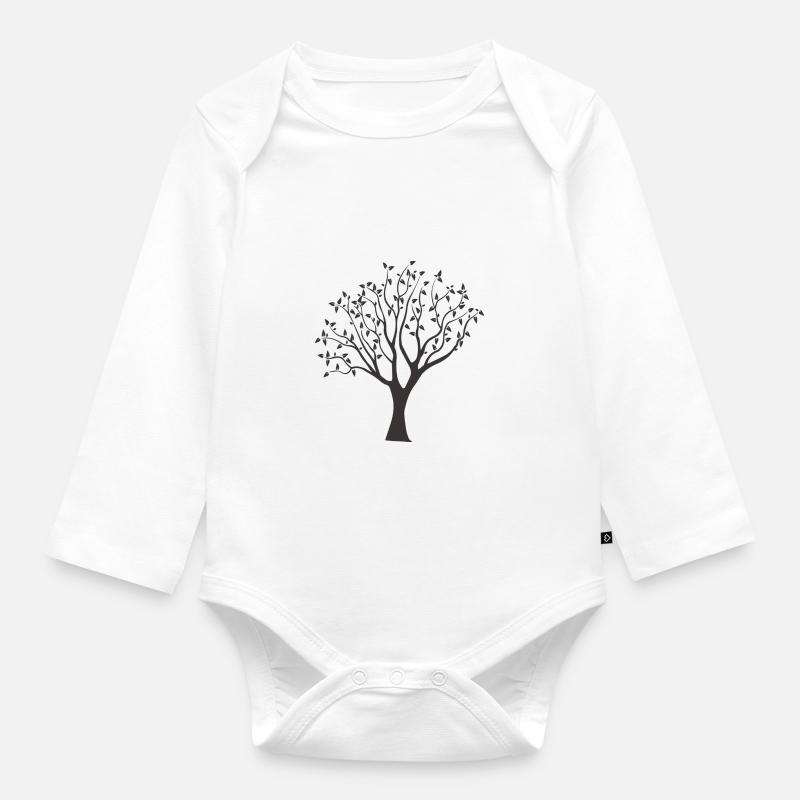 Tree - Organic Longsleeve Baby Bodysuit - white