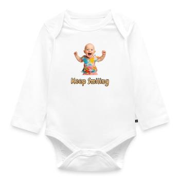 Keep Smiling - Baby Bio-Langarm-Body - Weiß - Vorne