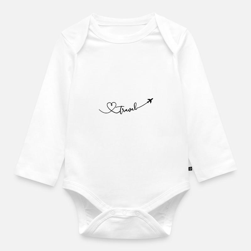 Amour de voyage avec avion - Body Bébé bio manches longues - blanc