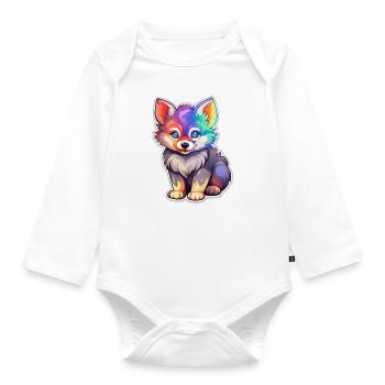 Colorful dog - Organic Longsleeve Baby Bodysuit - white - Front