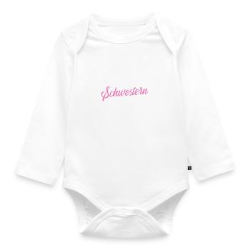 Doppeltes Chaos: Schwester-Geschenk Geburtstag - Baby Bio-Langarm-Body - Weiß - Vorne