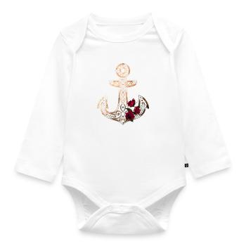 Vintage Rosenanker - Baby Bio-Langarm-Body - Weiß - Vorne