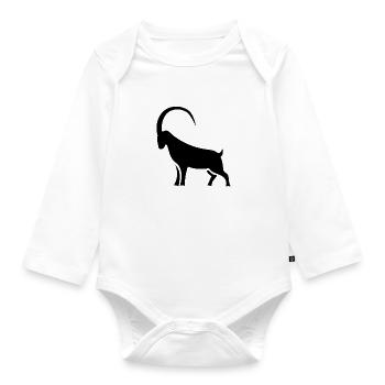 Steinbock Sternzeichen für Jäger und Bergsteiger - Baby Bio-Langarm-Body - Weiß - Vorne