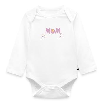Mama Leben Baby Ankündigung Muttertag Geschenk 50 - Baby Bio-Langarm-Body - Weiß - Vorne