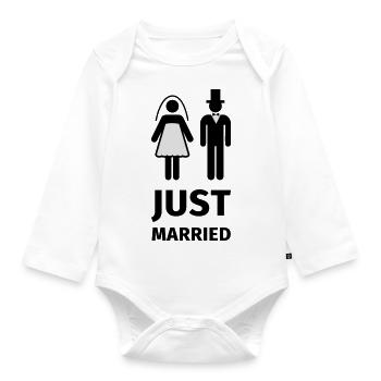 just married - Organic Longsleeve Baby Bodysuit - white - Front