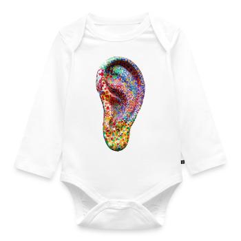 ear - Organic Longsleeve Baby Bodysuit - white - Front