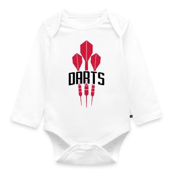 text play darts logo club club throw dart pf - Organic Longsleeve Baby Bodysuit - white - Front