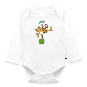 Trickkatze Trixi - Baby Bio-Langarm-Body - Weiß - Vorne