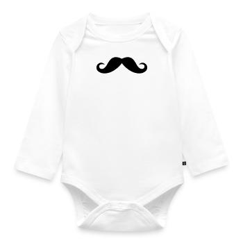 Schnurrbart - Baby Bio-Langarm-Body - Weiß - Vorne