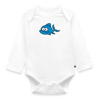 Sweet fish with bulging eyes. - Organic Longsleeve Baby Bodysuit - white - Front