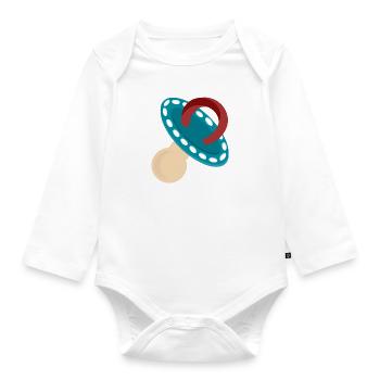 Pacifier blue - Organic Longsleeve Baby Bodysuit - white - Front
