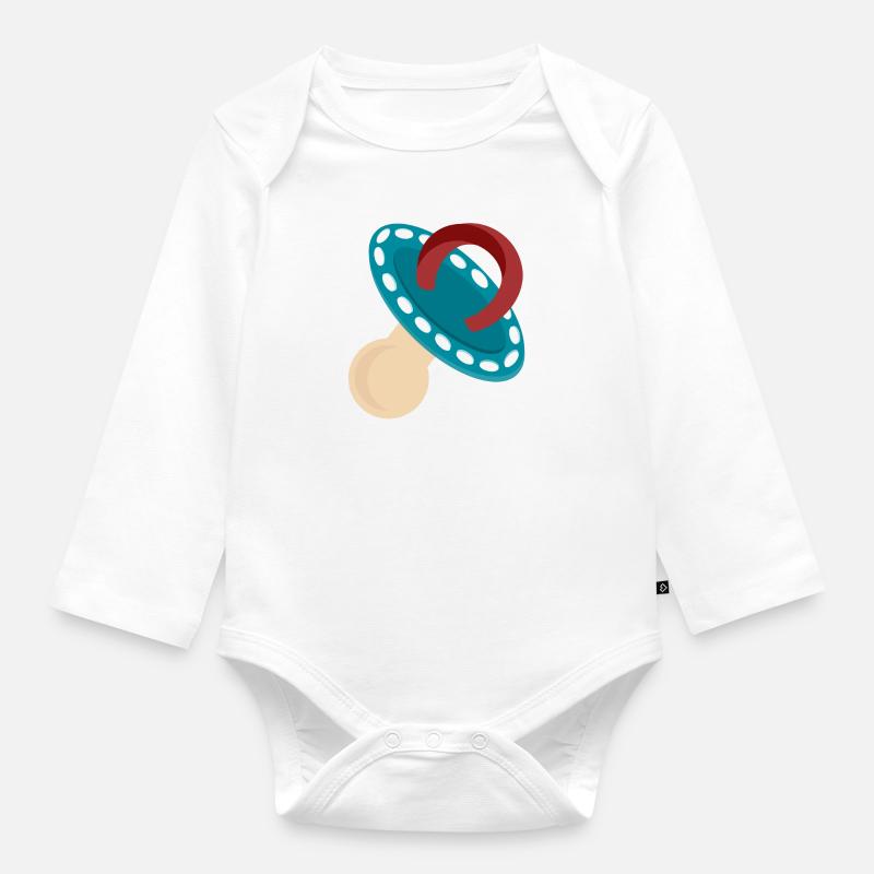 Pacifier blue - Organic Longsleeve Baby Bodysuit - white