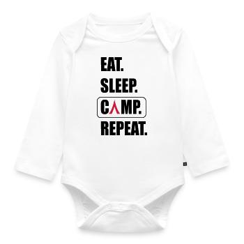 Camping - Baby Bio-Langarm-Body - Weiß - Vorne