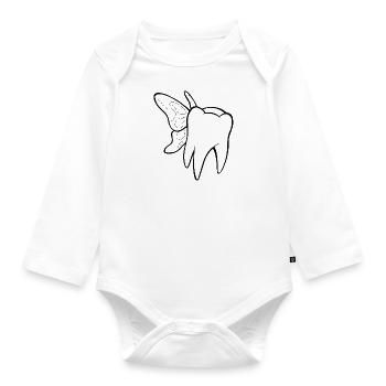 Tooth fairy tooth - Organic Longsleeve Baby Bodysuit - white - Front