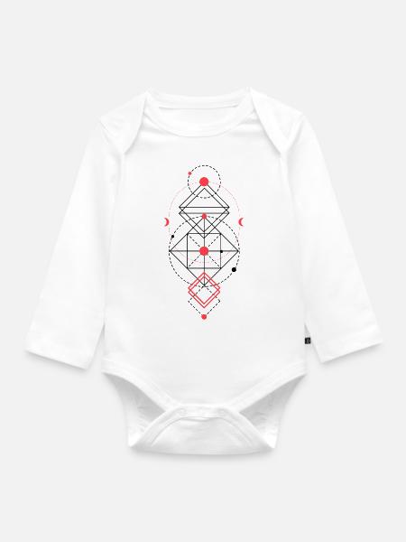 Heilige Geometrie - Baby Bio-Langarm-Body - Weiß