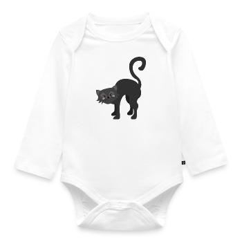 Black cat - Organic Longsleeve Baby Bodysuit - white - Front