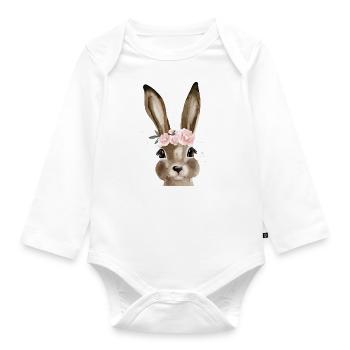 Flower rabbit - Organic Longsleeve Baby Bodysuit - white - Front