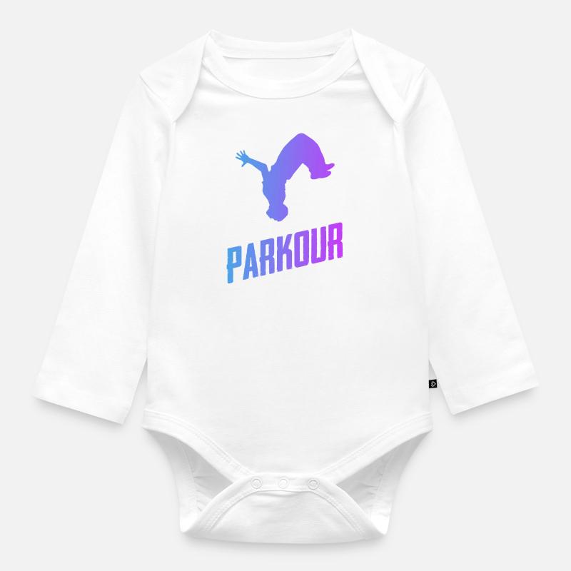 parkour - Body Bébé bio manches longues - blanc