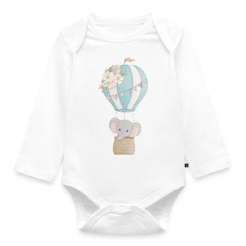 Elefant im Heißluftballon - Baby Bio-Langarm-Body - Weiß - Vorne