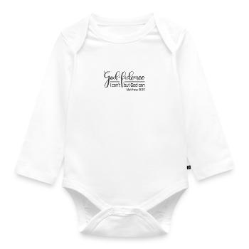 Christliches Design Gott-Fidence Ich kann nicht, aber Gott kann - Baby Bio-Langarm-Body - Weiß - Vorne
