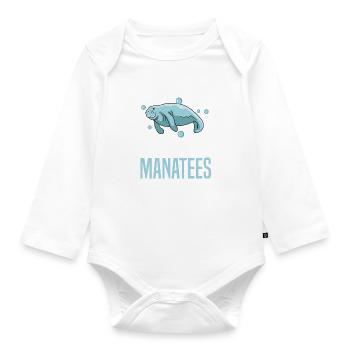 Lustiger Spruch Junge mag Manatees Ocean Wildlife - Baby Bio-Langarm-Body - Weiß - Vorne