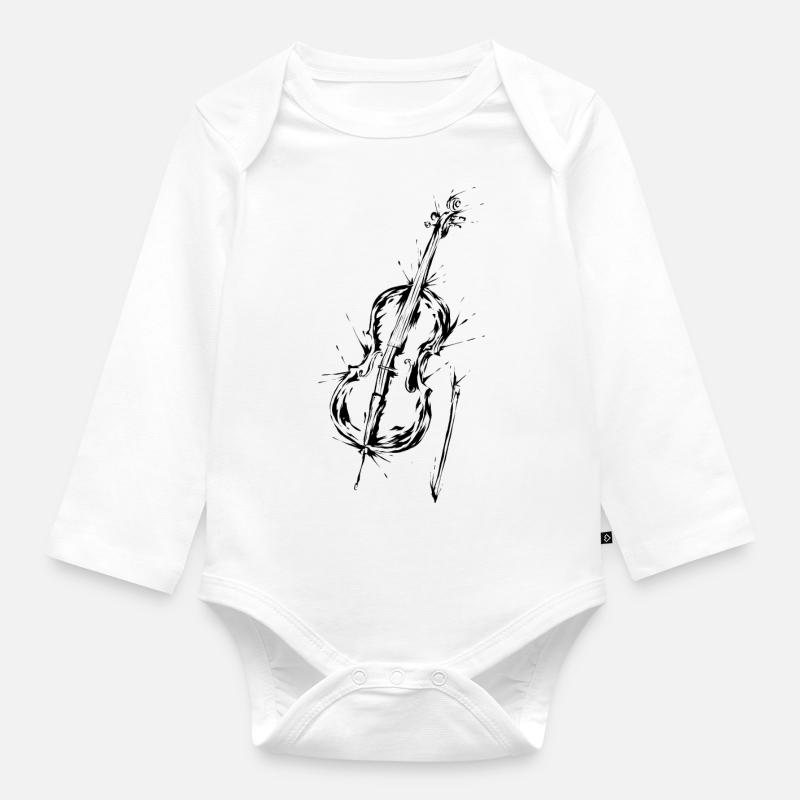 Violoncelle - Body Bébé bio manches longues - blanc