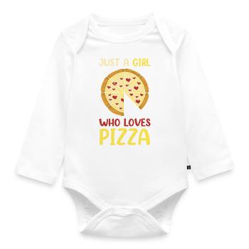 Juste une fille qui aime la pizza Drôle d’amateur de pizza - Body Bébé bio manches longues - blanc - Devant