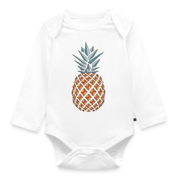 Pineapple vector - Organic Longsleeve Baby Bodysuit - white - Front
